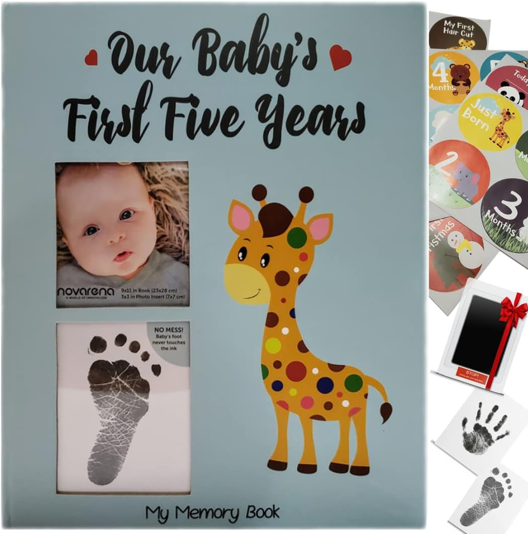 Keepsake Memory Book for Baby Boy or Girl Timeless First 5 Year Baby Book a Milestone Book to Record Every Event from Birth to Age 5 Gender Neutral Journal Scrapbook Photo Album Stickers Baby Ink Pad