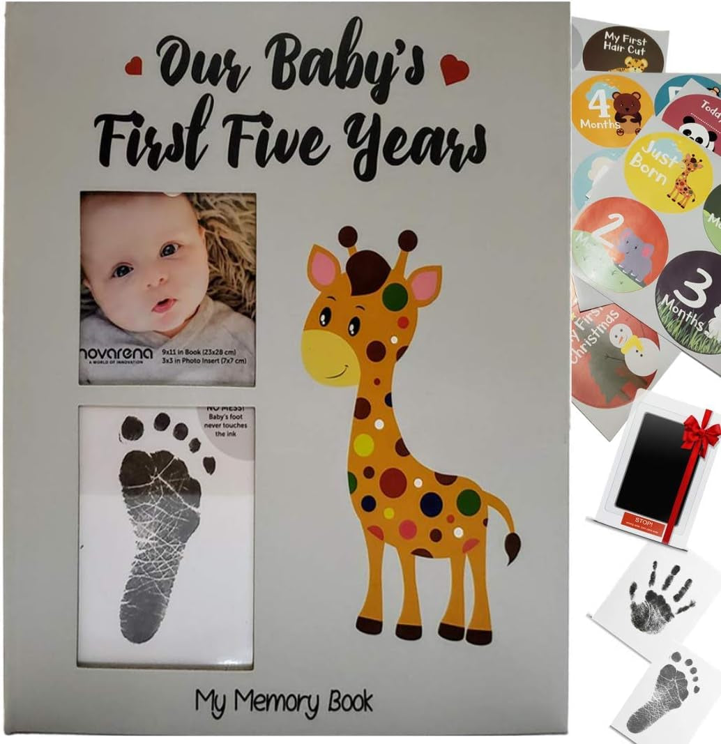 Keepsake Memory Book for Baby Boy or Girl Timeless First 5 Year Baby Book a Milestone Book to Record Every Event from Birth to Age 5 Gender Neutral Journal Scrapbook Photo Album Stickers Baby Ink Pad