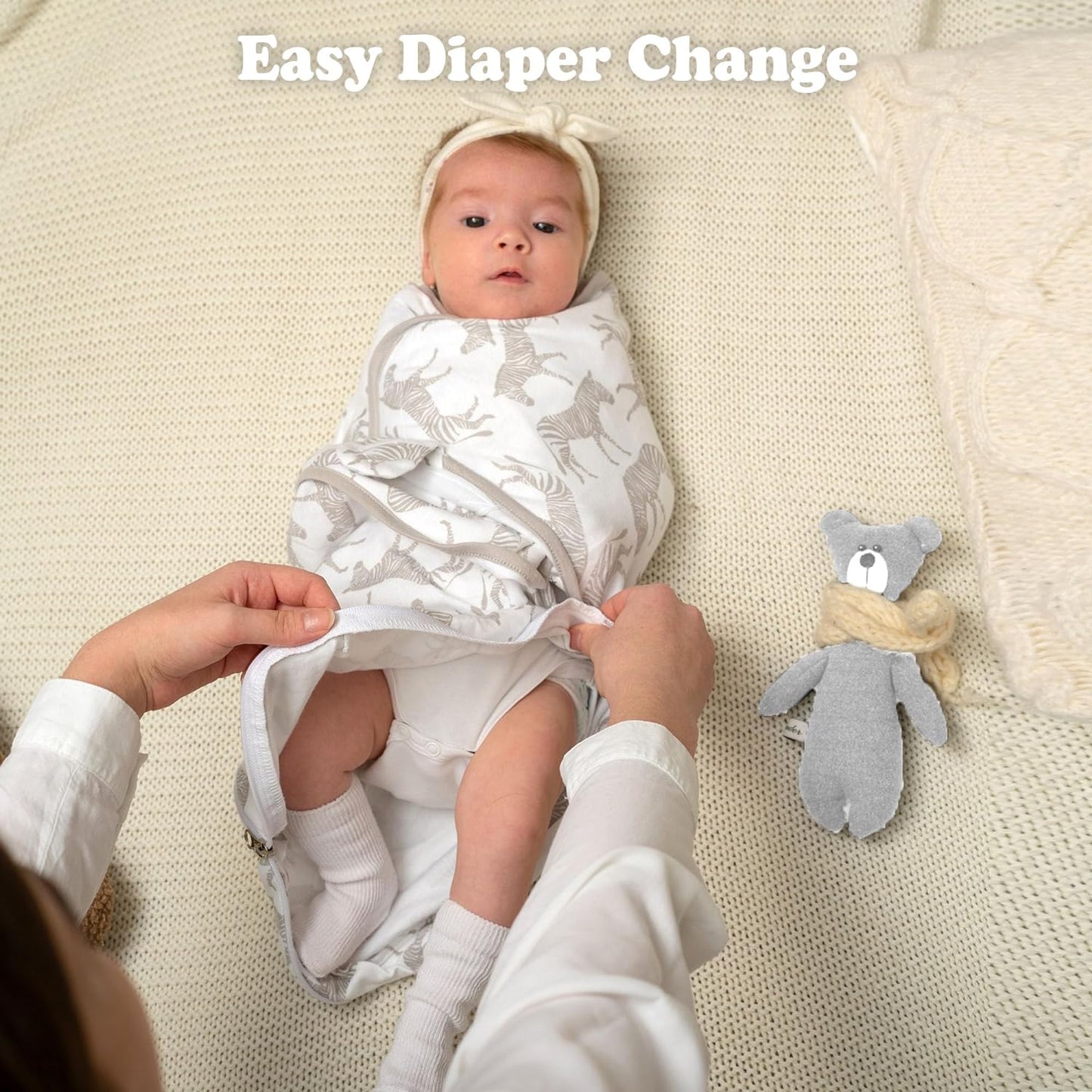 Swaddle Sleep Sack with Zipper - Swaddles for Newborns - 3 Pack Organic Baby Swaddles for 0-3 Months - Infant Sleeping Swaddle Sack – Adjustable Swaddle Blanket Wrap Boy Girl, Grey Zebras