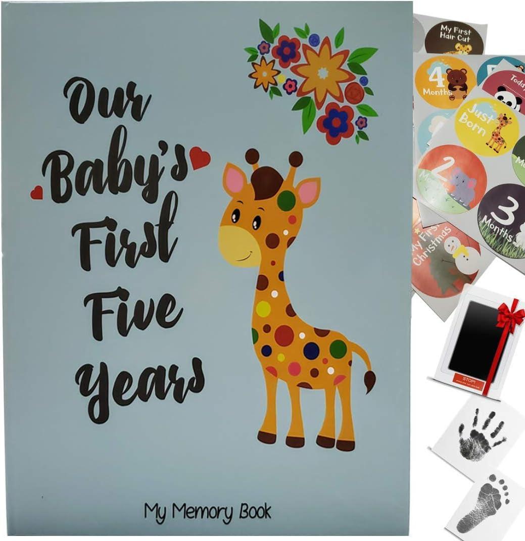 Keepsake Memory Book for Baby Boy or Girl Timeless First 5 Year Baby Book a Milestone Book to Record Every Event from Birth to Age 5 Gender Neutral Journal Scrapbook Photo Album Stickers Baby Ink Pad