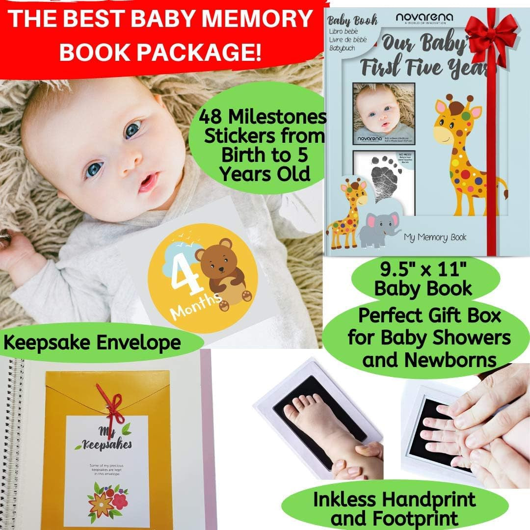 Keepsake Memory Book for Baby Boy or Girl Timeless First 5 Year Baby Book a Milestone Book to Record Every Event from Birth to Age 5 Gender Neutral Journal Scrapbook Photo Album Stickers Baby Ink Pad