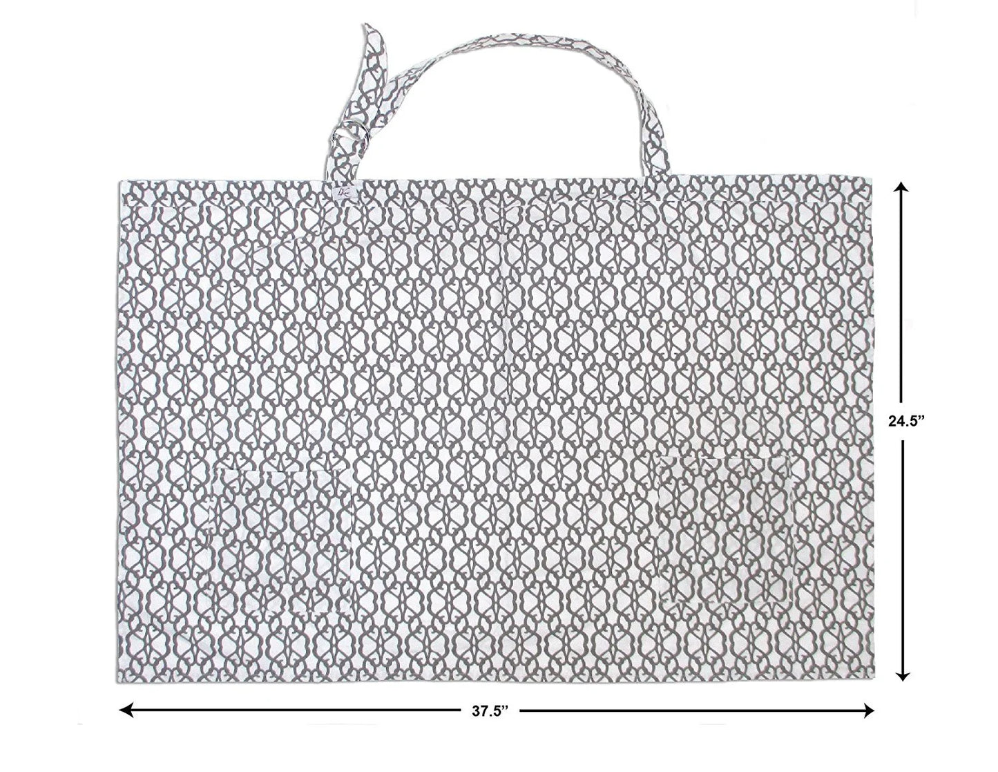 Breastfeeding Nursing Cover Apron Privacy Cover Pumping Supplies for New Moms with Matching Travel Pouch Multi Use Lightweight Soft Cotton - Great Baby Shower Gift in Gray