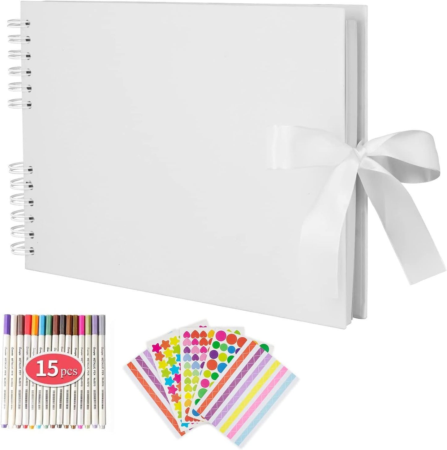 11.5 X 8.5 Inch Scrapbook Photo Album,Wedding Guest Book Anniversary Memory Scrapbooking,Wedding Photo Album with DIY Accessories Kit for Craft Paper Diy,Xmas Gift,80 Pages (40 Sheets),Black