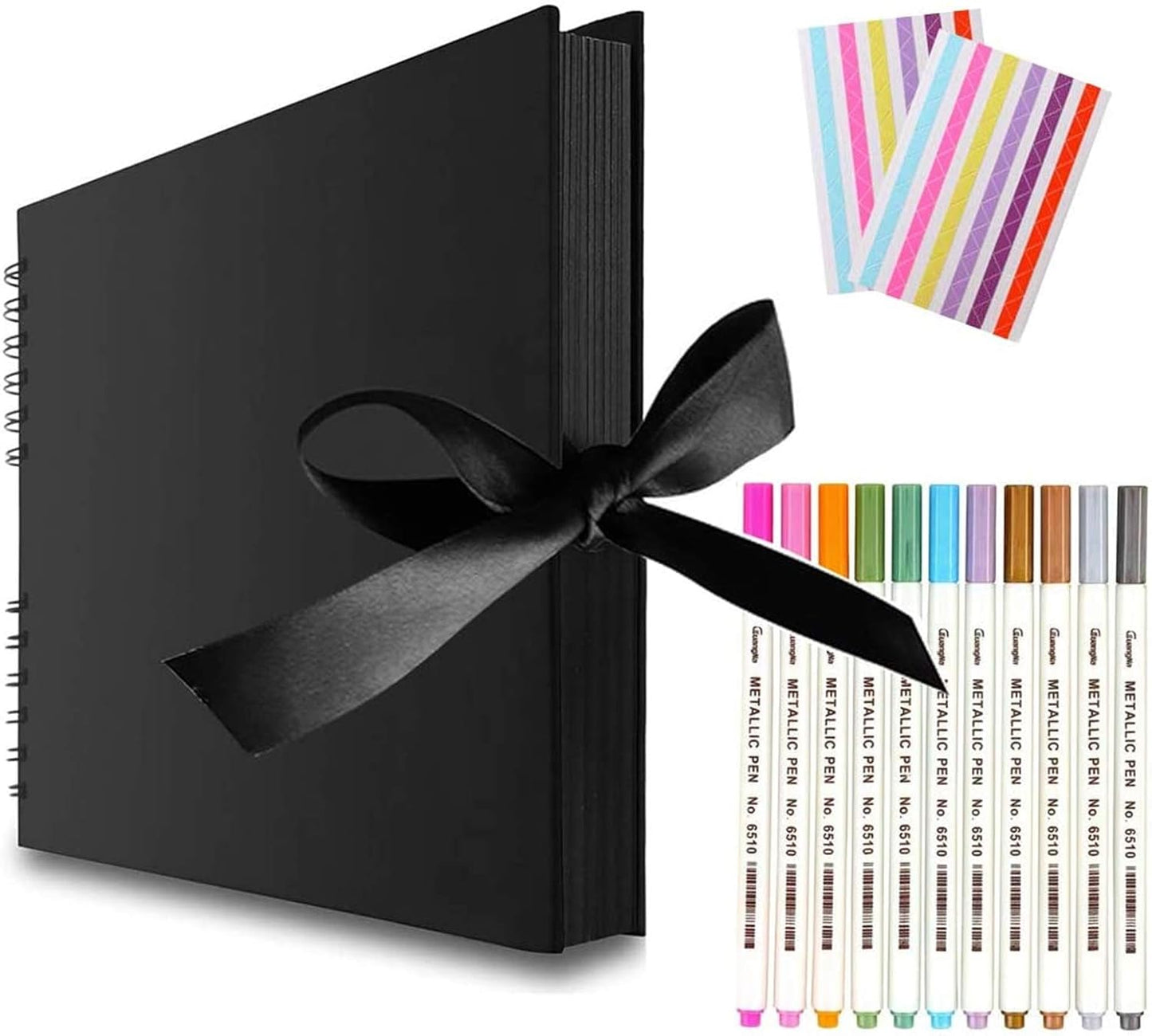 11.5 X 8.5 Inch Scrapbook Photo Album,Wedding Guest Book Anniversary Memory Scrapbooking,Wedding Photo Album with DIY Accessories Kit for Craft Paper Diy,Xmas Gift,80 Pages (40 Sheets),Black