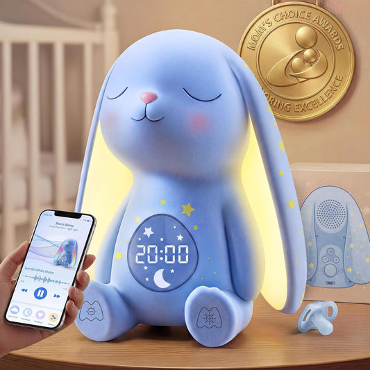 Mom'S Choice Awards丨Bunny White Noise Sound Machine Baby for Sleep- AI Cry Detection, 100 Soothing Sounds, 5-Year APP Access Included, Easter Gifts for Baby, Night Light & Sleep Trainer, New Mom Gift