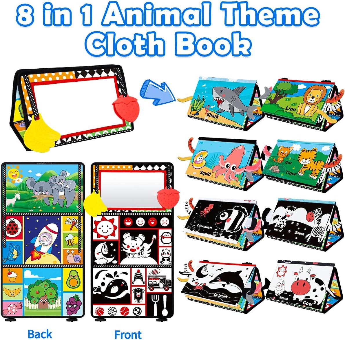 Tummy Time Toy Baby Mirror Infant Toys with Cloth Book.