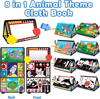 Tummy Time Toy Baby Mirror Infant Toys with Cloth Book.