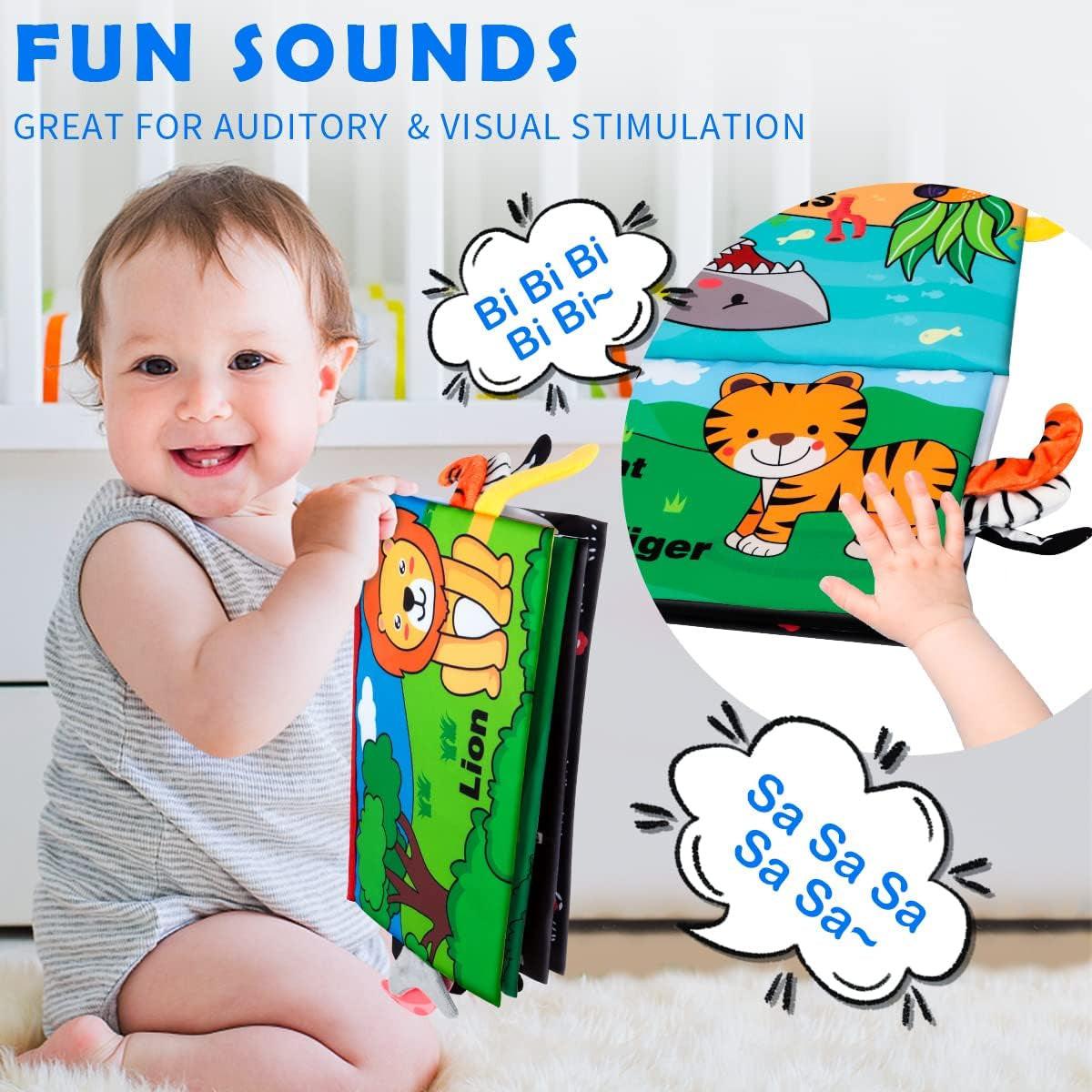 Tummy Time Toy Baby Mirror Infant Toys with Cloth Book.