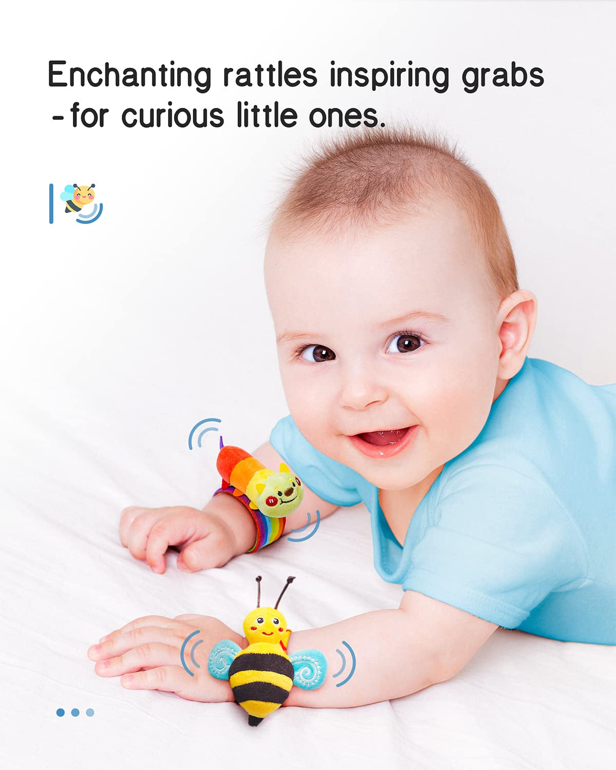 Baby Wrist Rattle Socks and Foot Finder Set, Perfect Baby Toys for 0-12 Months Newborn Boys and Girls as Shower Gifts, Garden Bug Series