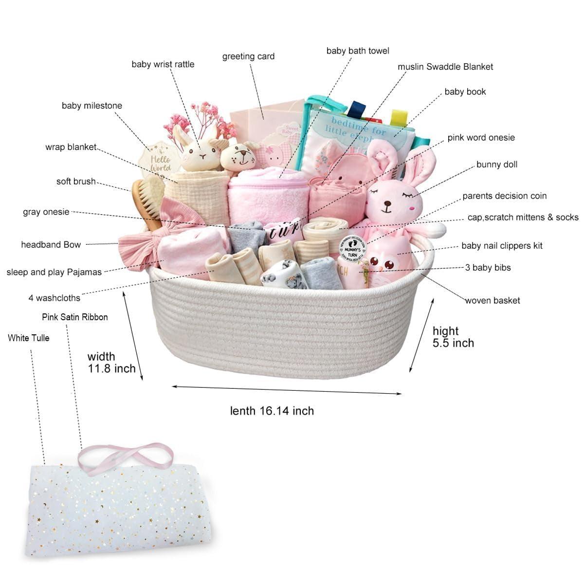 27-Piece Baby Girl/Boy Shower Gift Basket Set.