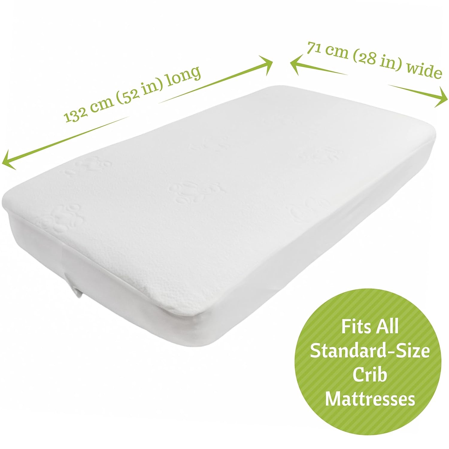 Crib Mattress Protector - 52” X 28” Noiseless Waterproof Pad Cover - Absorbent Soft Jacquard Bamboo Rayon Fitted Sheet for Infant & Toddler Potty Training