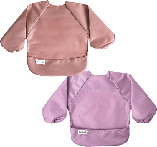 Mess Proof Baby Bib, 2 Pack Long Sleeve Bib Outfit, Waterproof Bibs for Toddlers, Machine Washable, Tug Proof