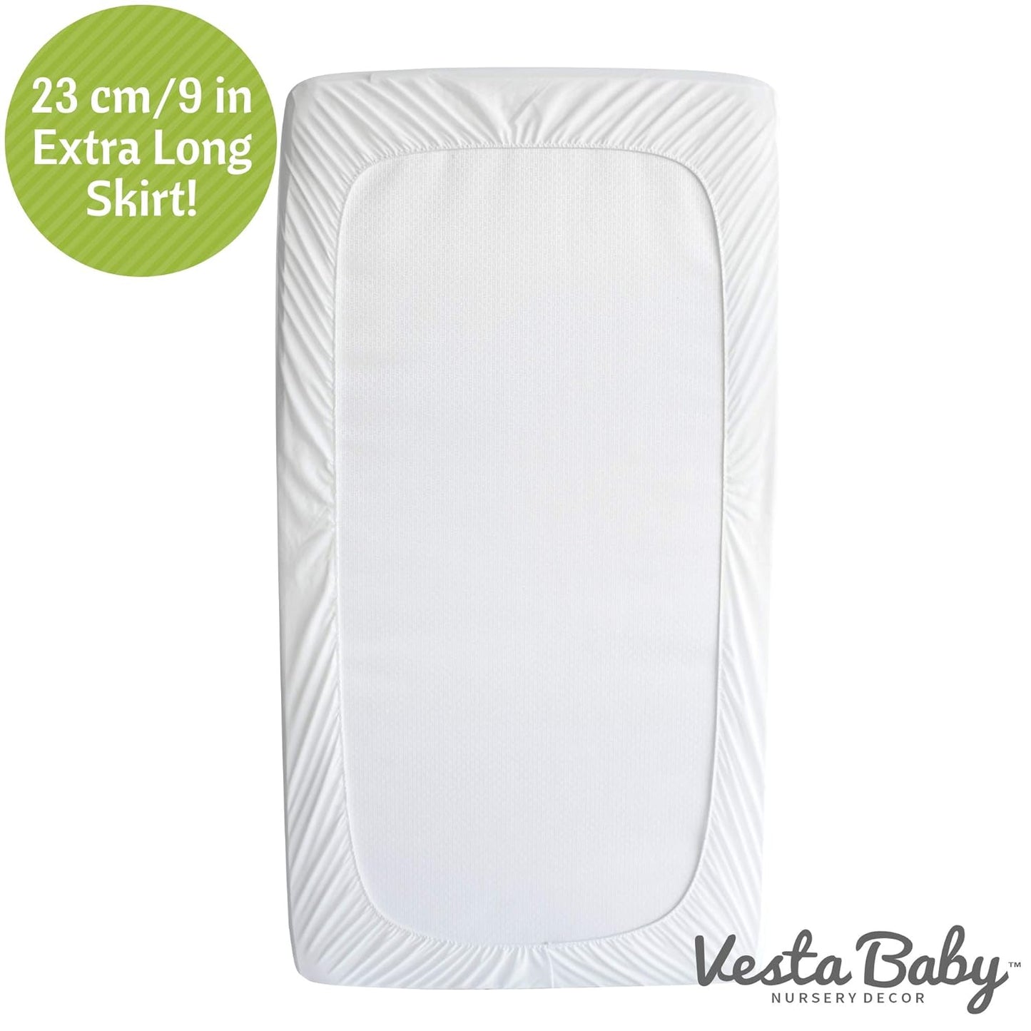 Crib Mattress Protector - 52” X 28” Noiseless Waterproof Pad Cover - Absorbent Soft Jacquard Bamboo Rayon Fitted Sheet for Infant & Toddler Potty Training