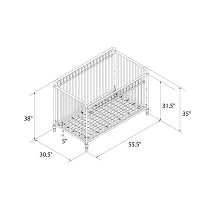 Raven 3-In-1 Metal Crib, Gray