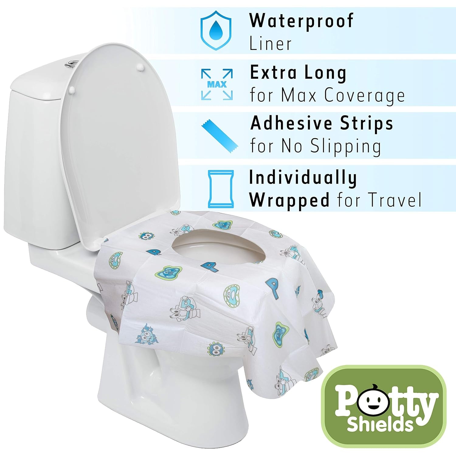 Toilet Seat Covers Disposable (40 Pack) - XL Waterproof Toilet Cover for Toddlers, Kids & Adults - Portable & Individually Wrapped for Travel, Potty Training, Vacations, Public Restrooms