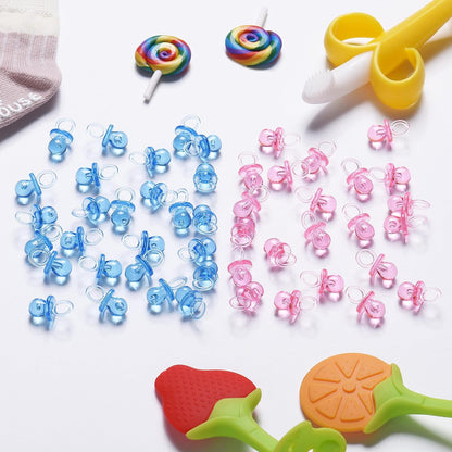 150 Mini Acrylic Pacifiers for Baby Shower Game, 0.86 Inch Bulk Chupones Para Gender Reveal Party Favors Table Decoration (Blue)