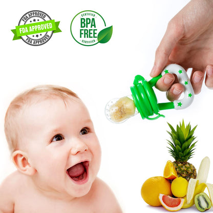 Baby Food Feeder/Fruit Feeder Pacifier Nibbler (2 Pack) - Infant Teething Toys | Silicone Feeder Baby | Mesh Teethers for Babies | Baby Feeding Essentials | Frozen Breastmilk Teether (Green&Blue)