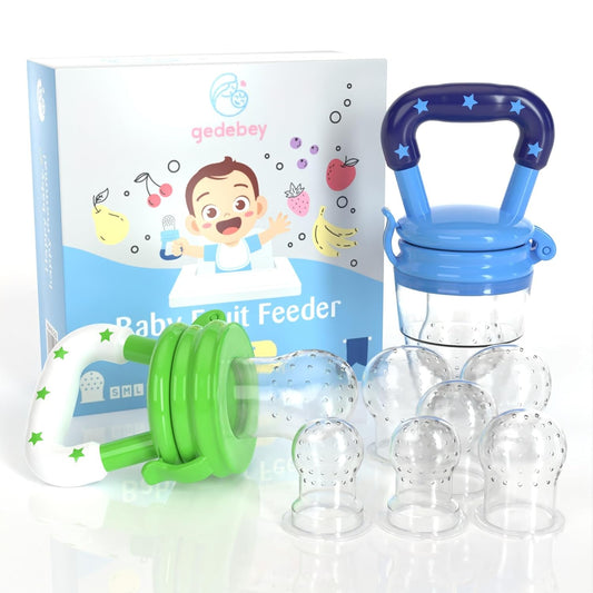 Baby Food Feeder/Fruit Feeder Pacifier Nibbler (2 Pack) - Infant Teething Toys | Silicone Feeder Baby | Mesh Teethers for Babies | Baby Feeding Essentials | Frozen Breastmilk Teether (Green&Blue)