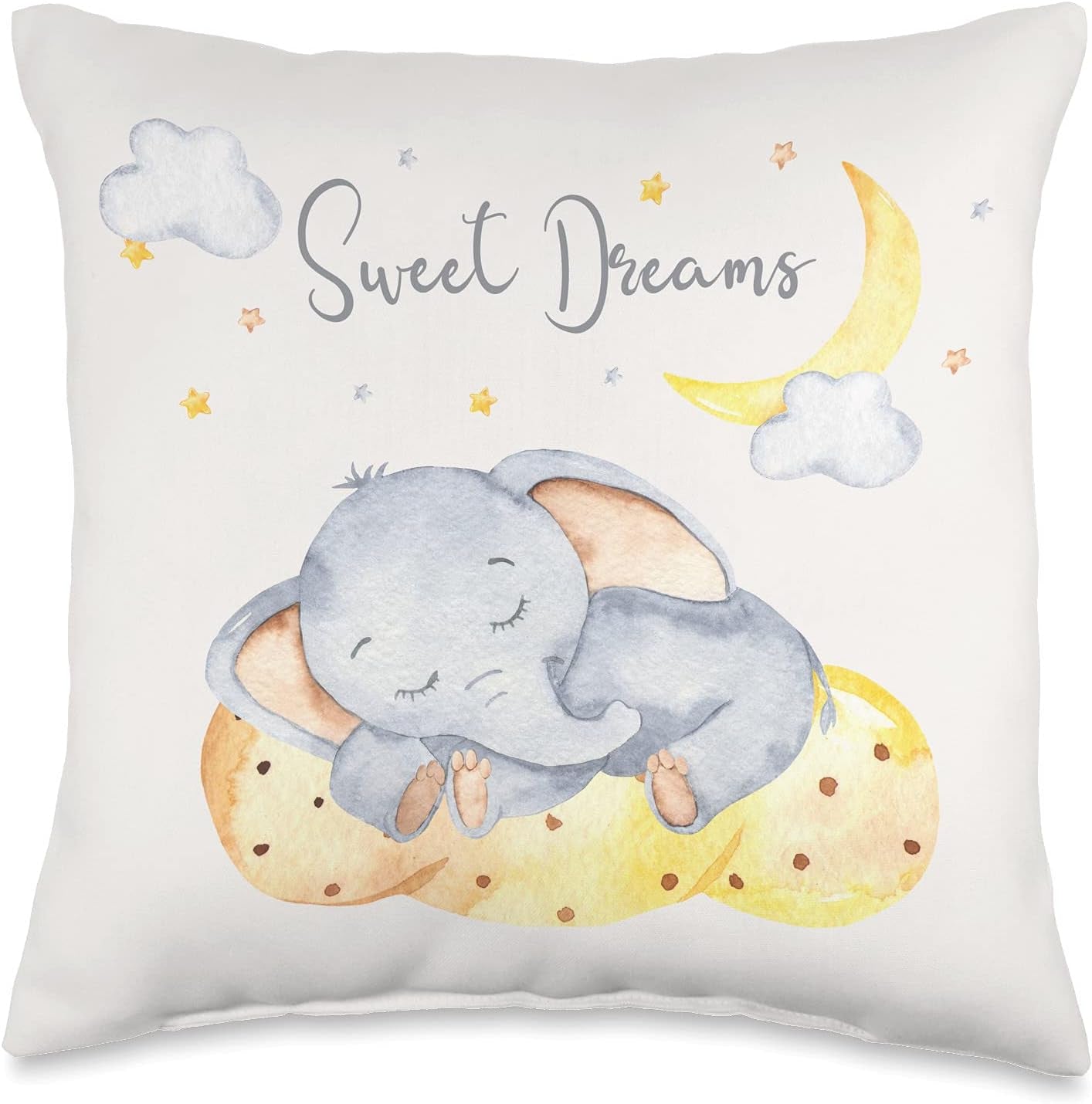 Baby Crib Boys & Girls Sleeping Elephant Throw Pillow, 16X16, Multicolor