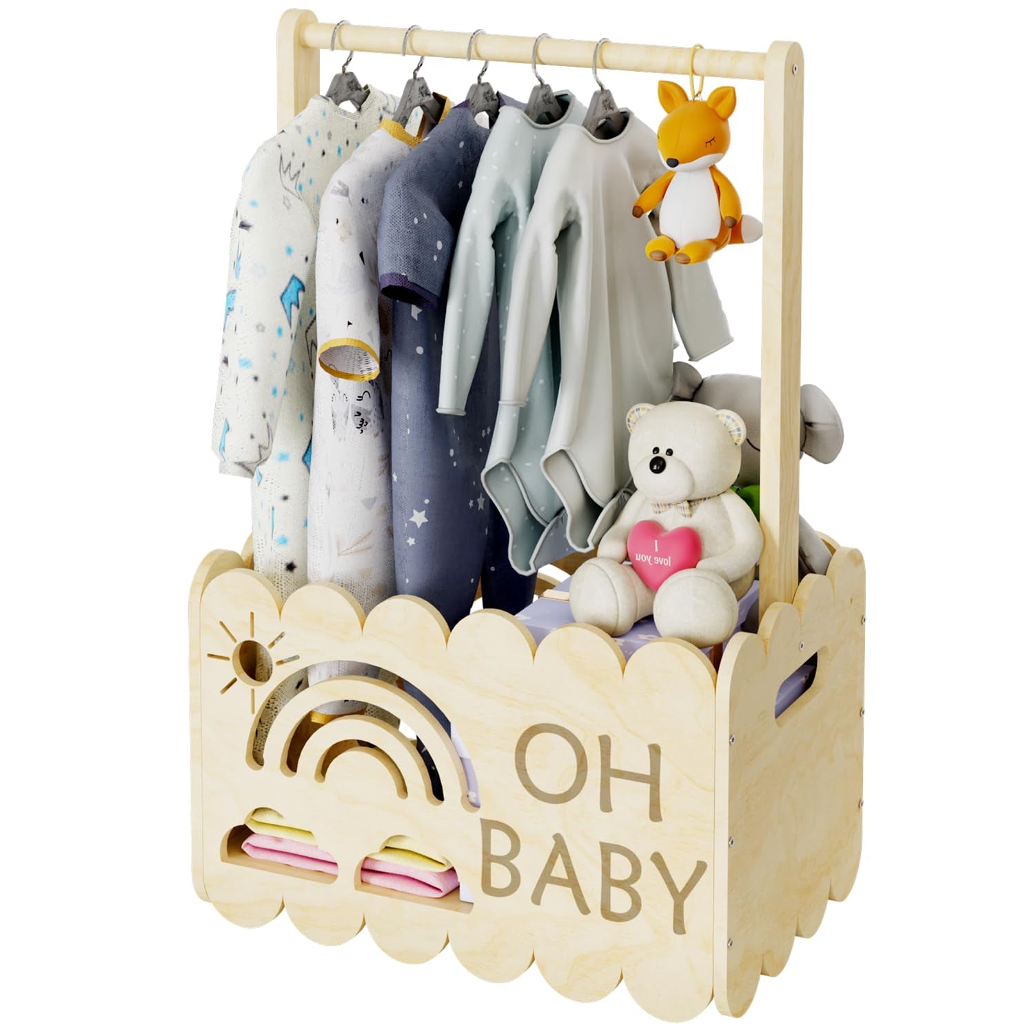 Wooden Baby Shower Crate Closet, Wooden Baby Shower Crate Closet, Boys and Girls for Baby Shower Wooden Basket Gifts, Welcome Baby Gifts, Suitable for Pregnancy Glfts for New Parent