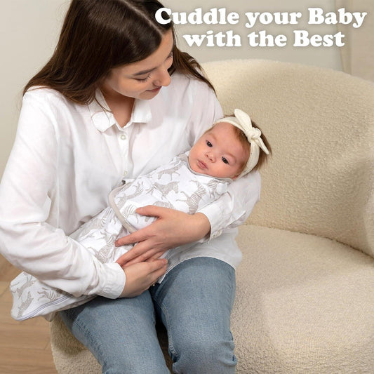 Swaddle Sleep Sack with Zipper - Swaddles for Newborns - 3 Pack Organic Baby Swaddles for 0-3 Months - Infant Sleeping Swaddle Sack – Adjustable Swaddle Blanket Wrap Boy Girl, Grey Zebras