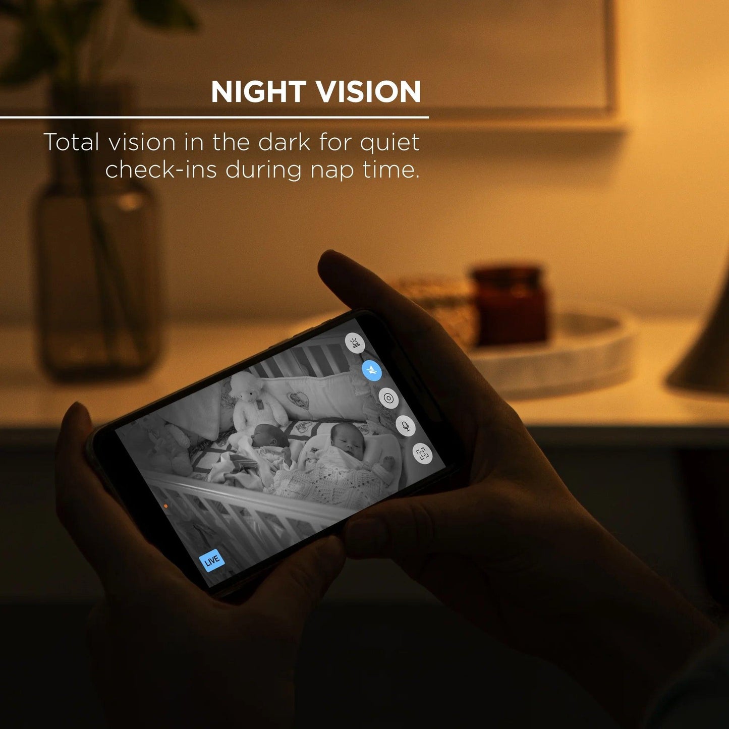 Indoor Camera 1080P - Wi-Fi Security Cam with Night Vision, White (2-Pack).