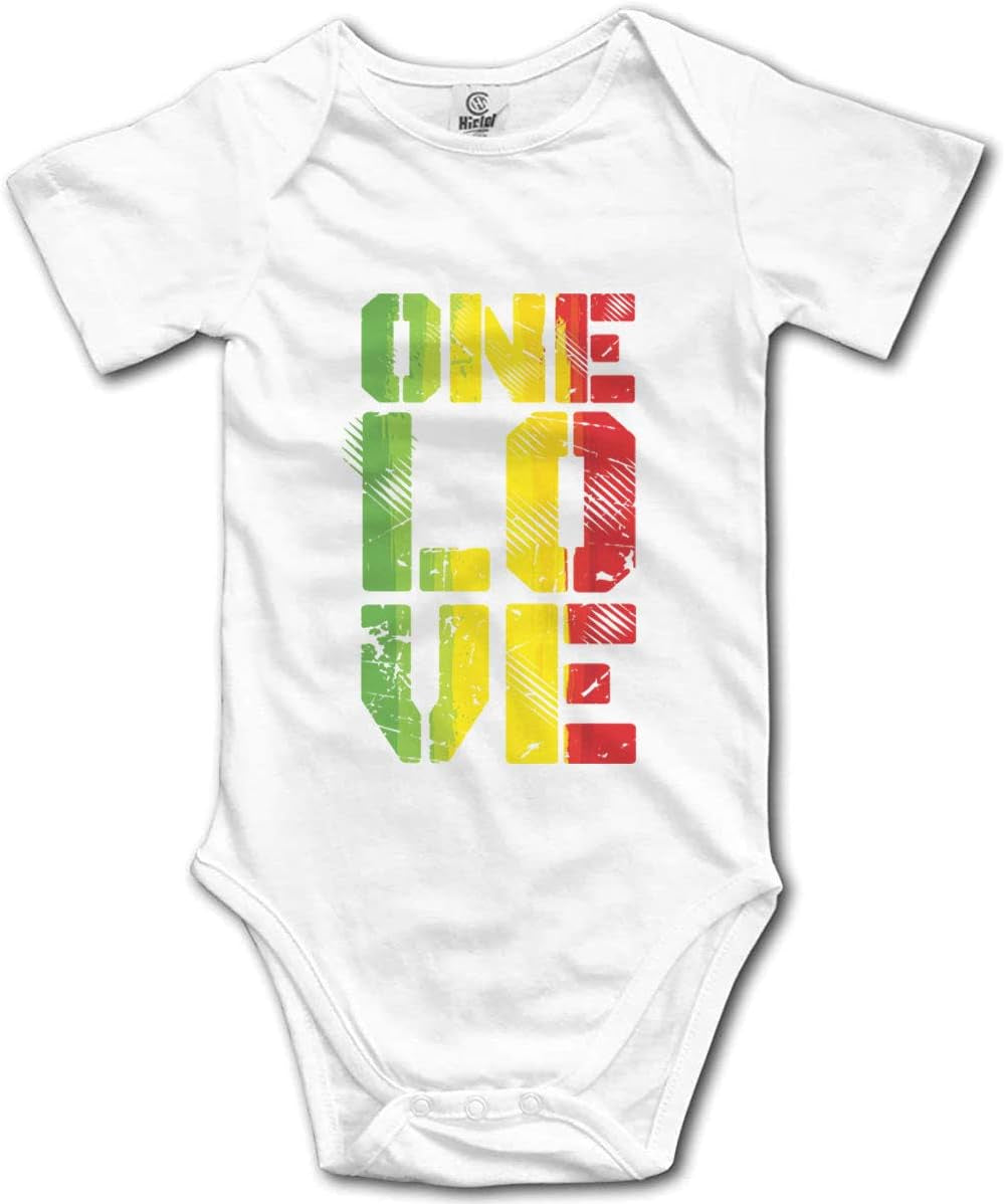 Grungy One Love Rasta Baby Climbing Bodysuit Short Sleeve Onesie Unisex