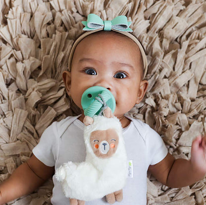 Pacifier & Lovey Set - Includes Silicone Pacifier with Stuffed Animal Lovey - Detachable Plush Llama Pacifier Holder & Coordinating Mint Silicone Pacifier, Ideal for Ages 0 Months & Up