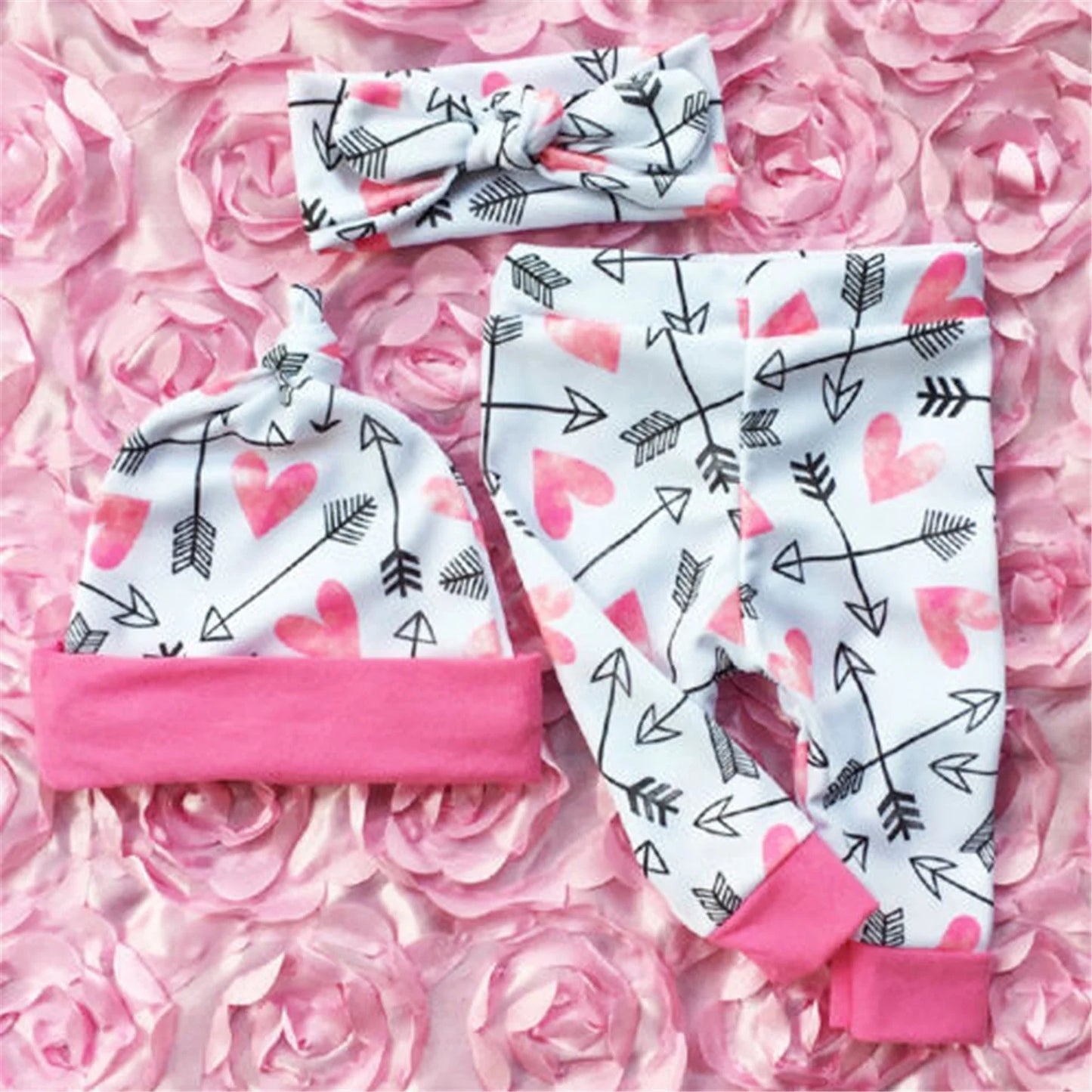 4PCS Newborn Infant Baby Girl Outfit Clothes Set Romper Bodysuit+Pants Leggings