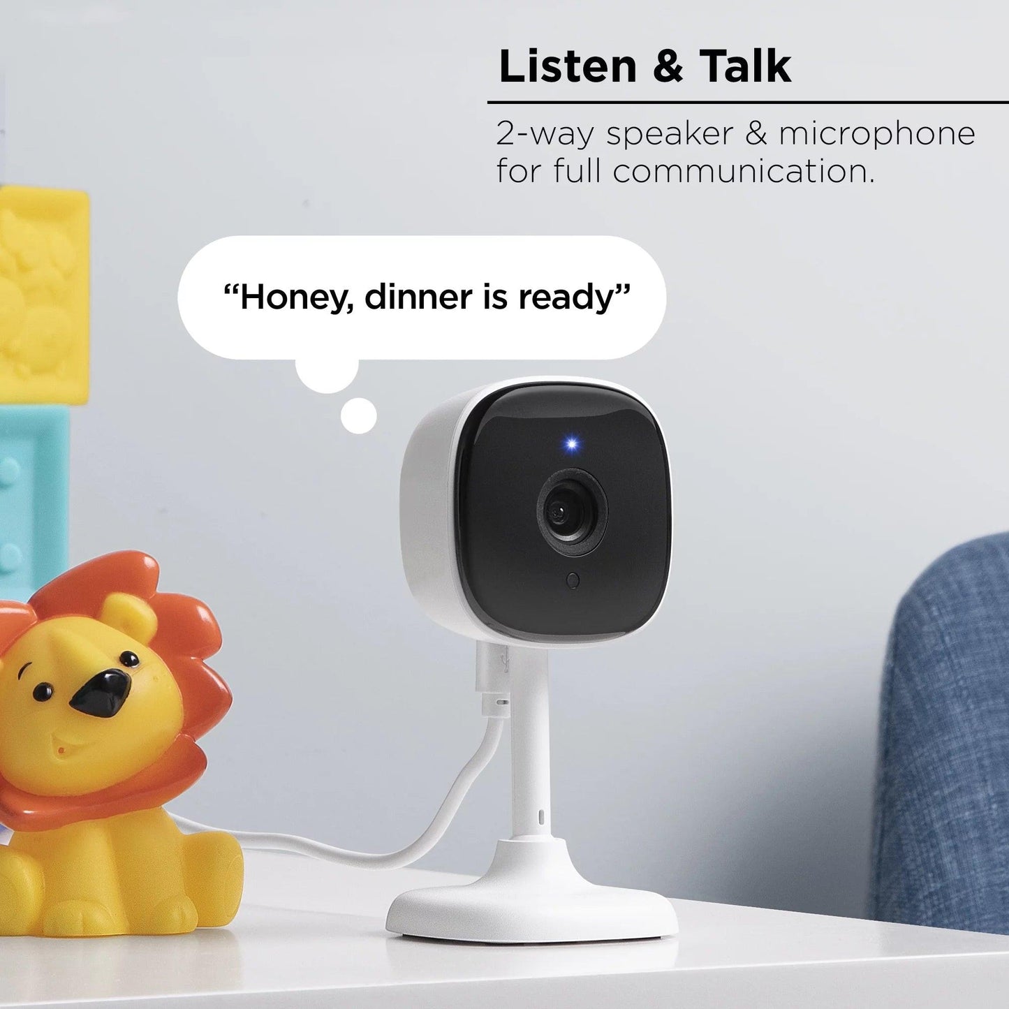 Indoor Camera 1080P - Wi-Fi Security Cam with Night Vision, White (2-Pack).