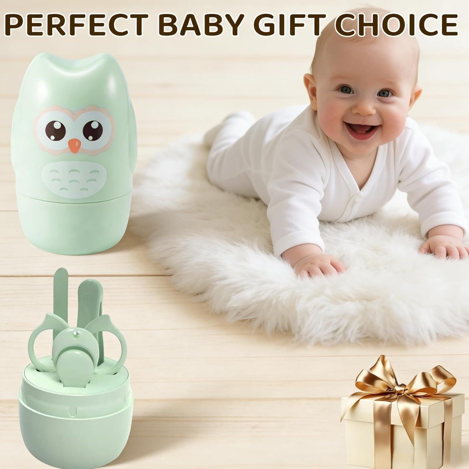 Baby Nail Kit with Cute Owl Shape Case.