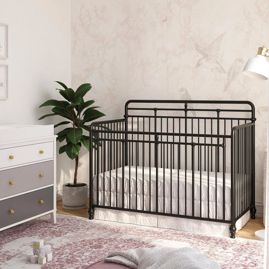 Monarch Hill Hawken Metal 3 in 1 Convertible Crib, Black