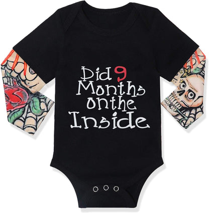 Baby Boy Clothes, Baby Clothes Letter Print Romper Tattoo Sleeves Bodysuit for Boy