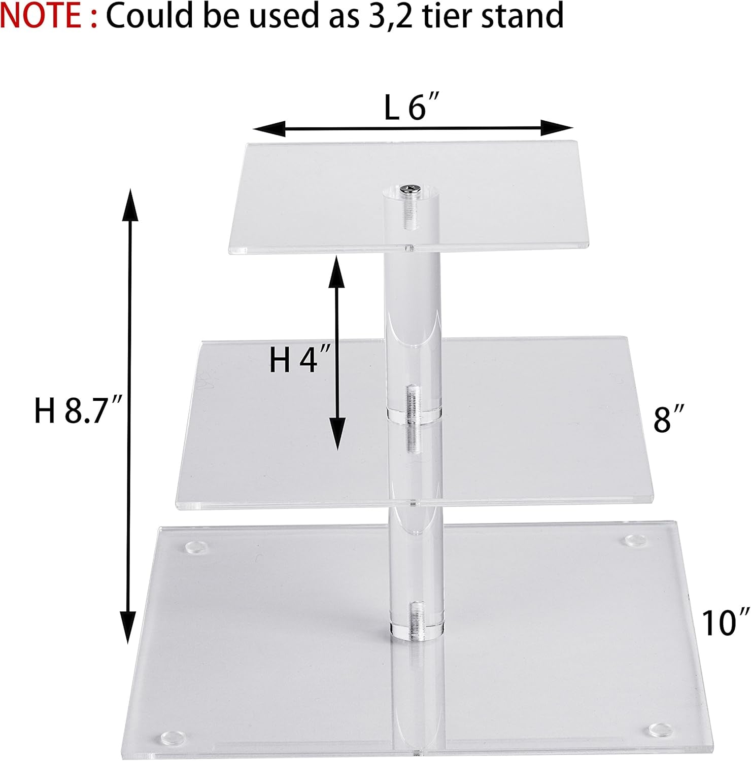 3 Tier Cupcake Stand, Cake Stand, Acrylic Cupcake Tower Stand, Premium Cupcake Holder for 28 Cupcakes, Display for Pastry Wedding Birthday Party (4" between 2 Layers)