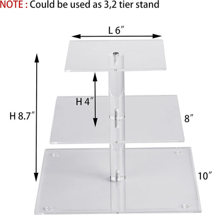 3 Tier Cupcake Stand, Cake Stand, Acrylic Cupcake Tower Stand, Premium Cupcake Holder for 28 Cupcakes, Display for Pastry Wedding Birthday Party (4" between 2 Layers)