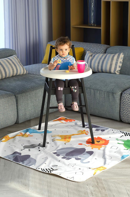 Waterproof Floor Splat Mat for under High Chair| 51" Splash Mat under High Chair/Under High Chair Mat |Splash Mat Highchair, High Chair Mats for Dropping Food, Food Floor Mat for Kids