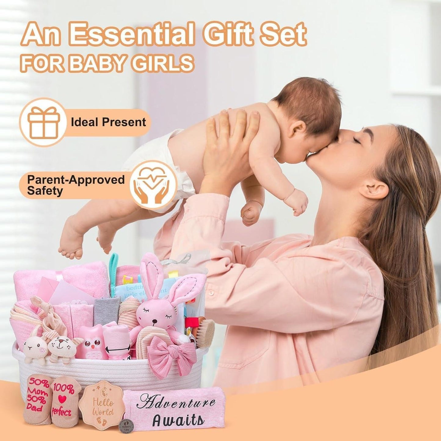 27-Piece Baby Girl/Boy Shower Gift Basket Set.
