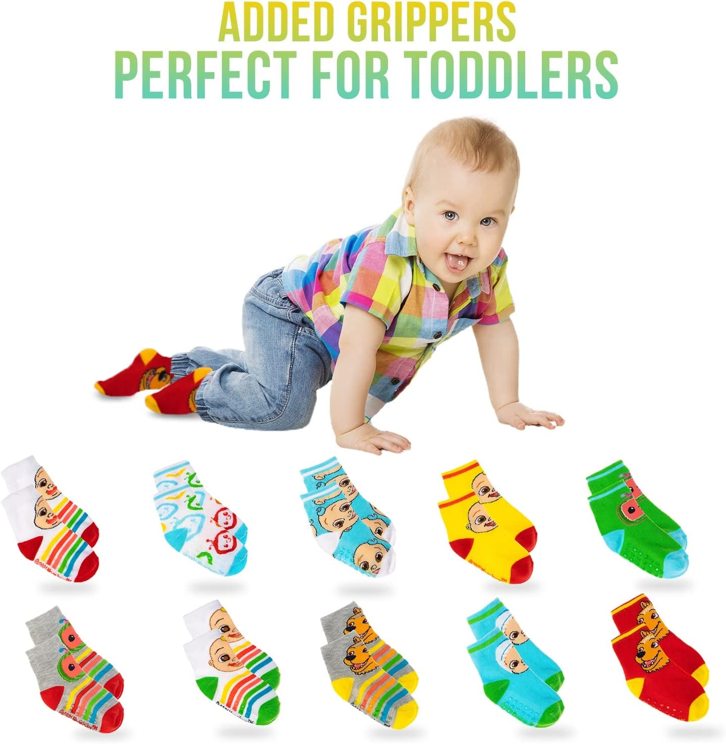 Cocomelon Socks 10 Pack Baby Socks and Toddler Socks 2T-5T Cocomelon Socks for Toddler Boys