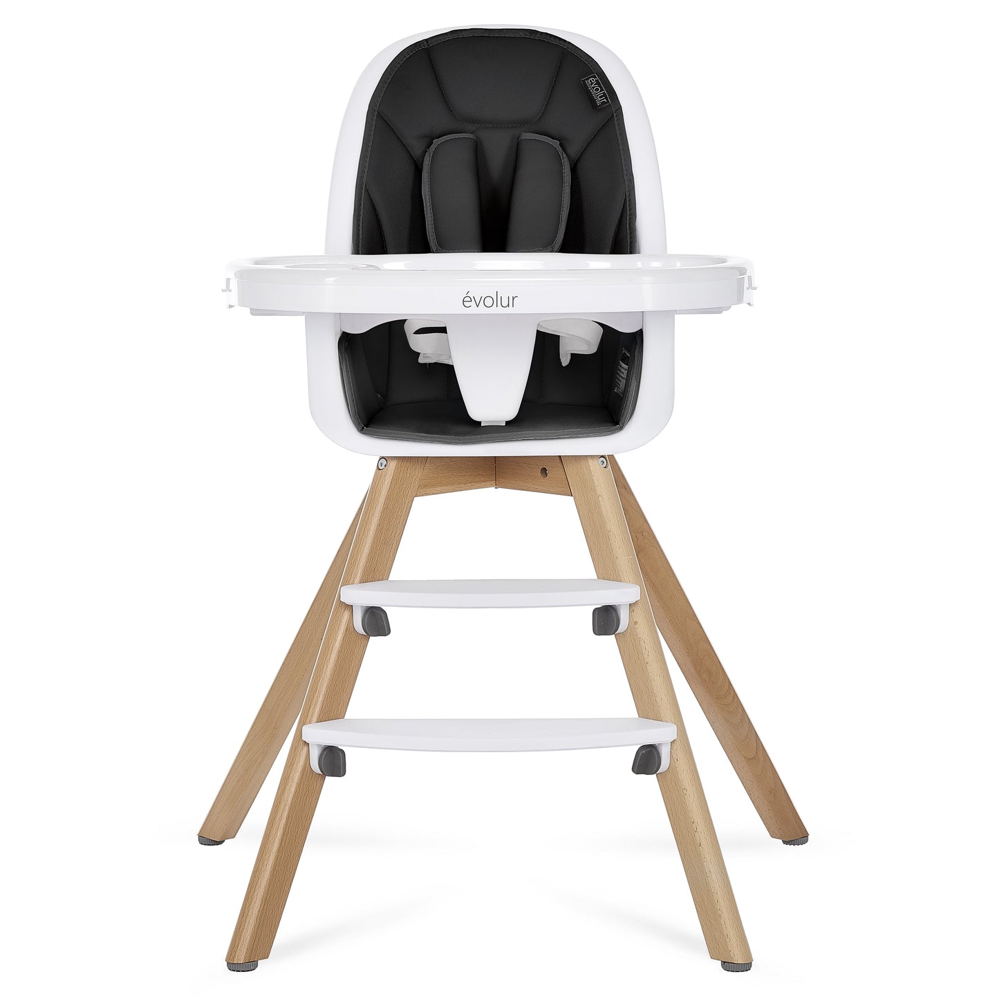 Zoodle 2 in 1 Baby High Chair in Black, Easy to Clean, Adjustable and Removable Tray, Compact and Portable Convertible High Chair for Babies and Toddlers