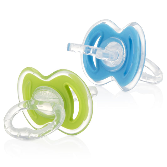 Gum-Eez Pacifier Teether Set with Cover for Infants, Blue/Green, 2 Pack