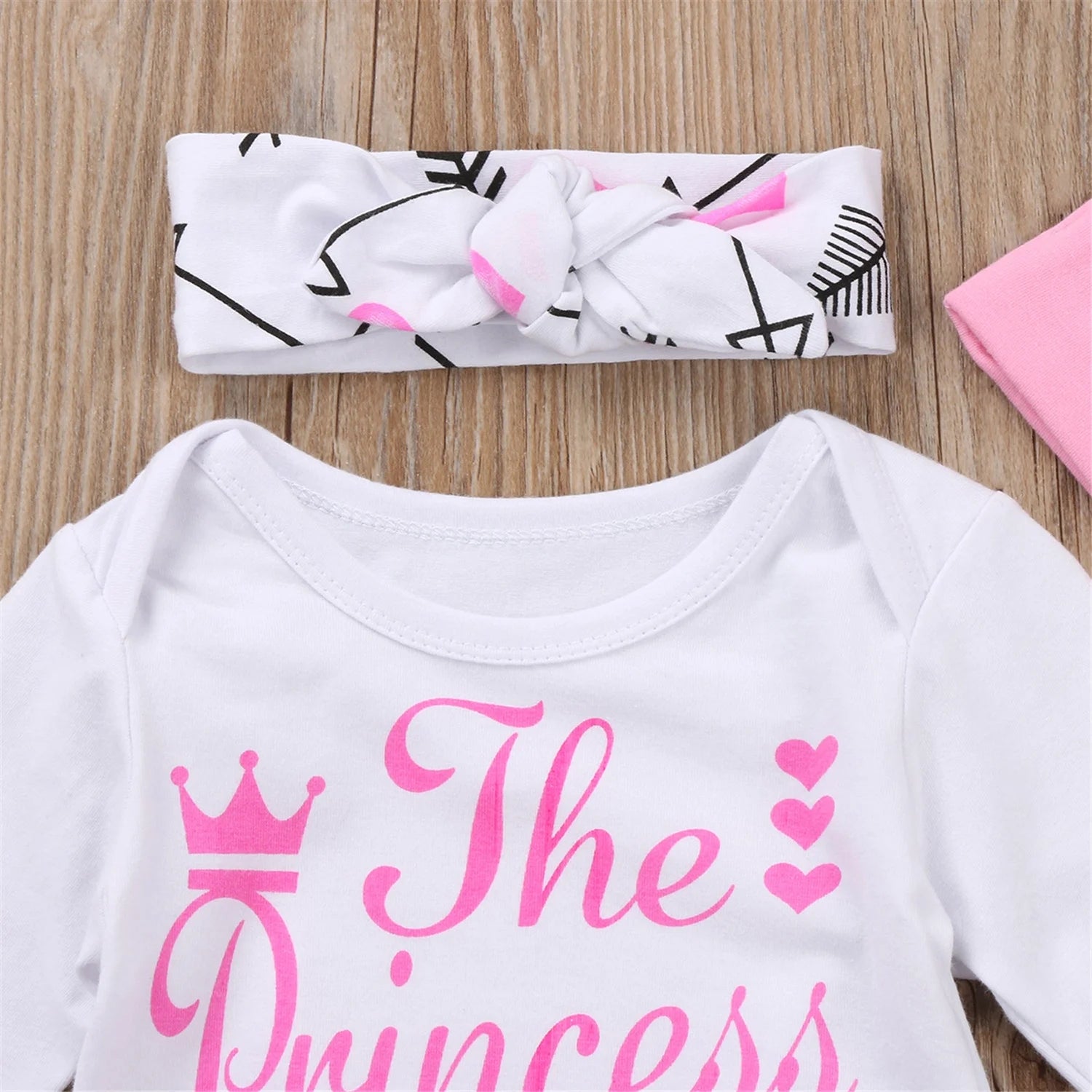 4PCS Newborn Infant Baby Girl Outfit Clothes Set Romper Bodysuit+Pants Leggings