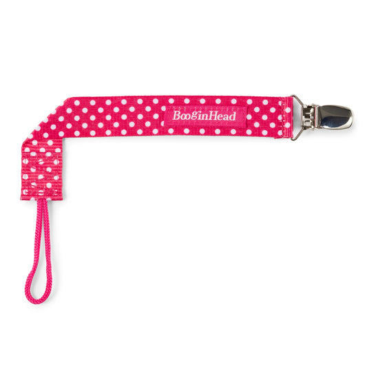 Universal Pacifier Clip, Infant Toddler Boys and Girls, Pink Polka Dots