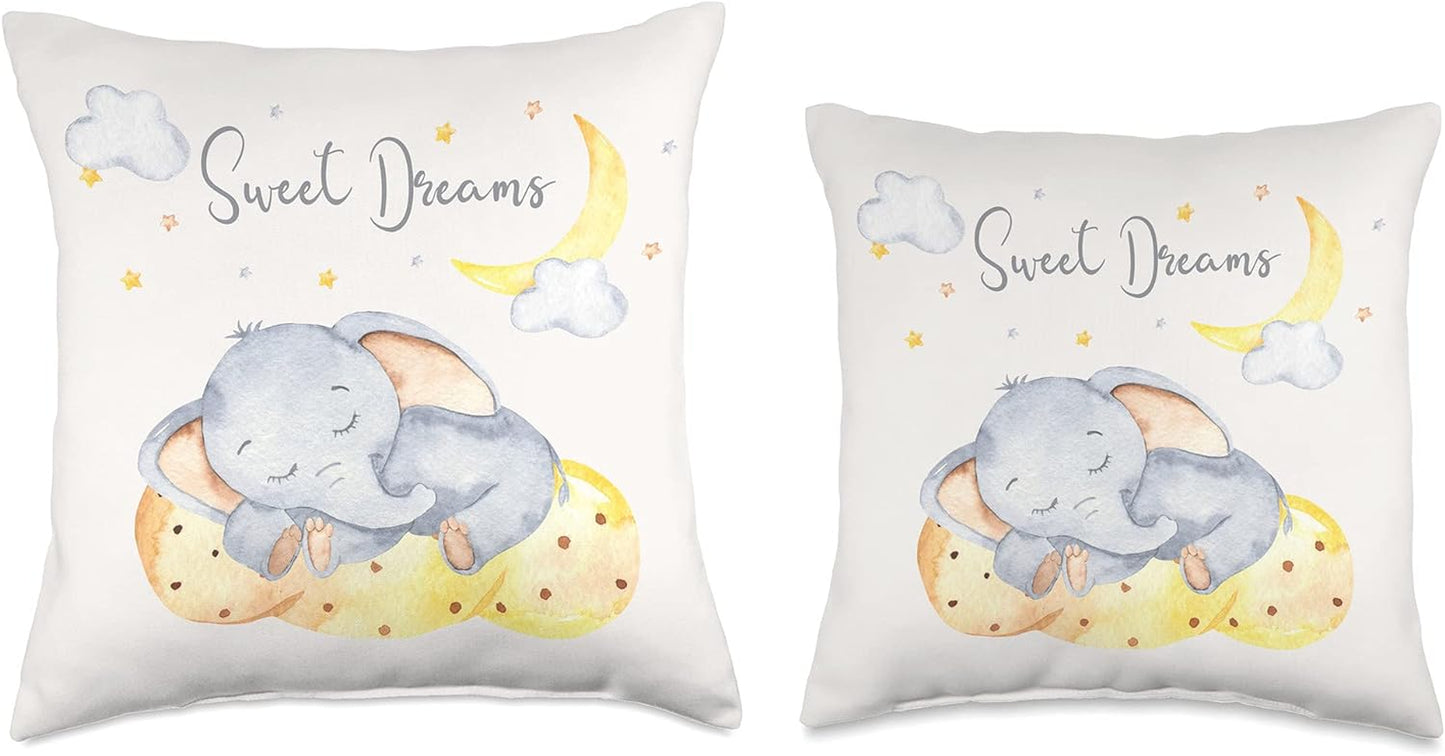 Baby Crib Boys & Girls Sleeping Elephant Throw Pillow, 16X16, Multicolor