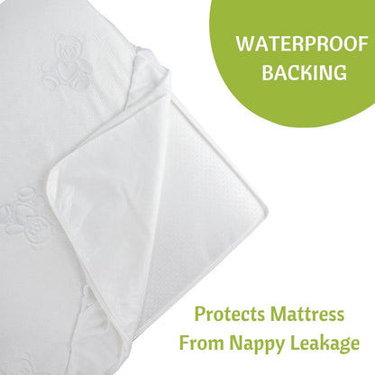 Crib Mattress Protector - 52” X 28” Noiseless Waterproof Pad Cover - Absorbent Soft Jacquard Bamboo Rayon Fitted Sheet for Infant & Toddler Potty Training