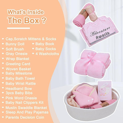 27-Piece Baby Girl/Boy Shower Gift Basket Set.