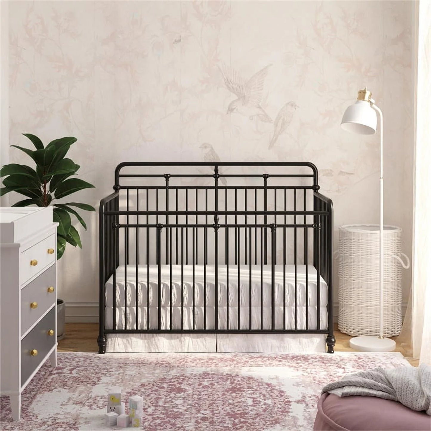 Monarch Hill Hawken Metal 3 in 1 Convertible Crib, Black