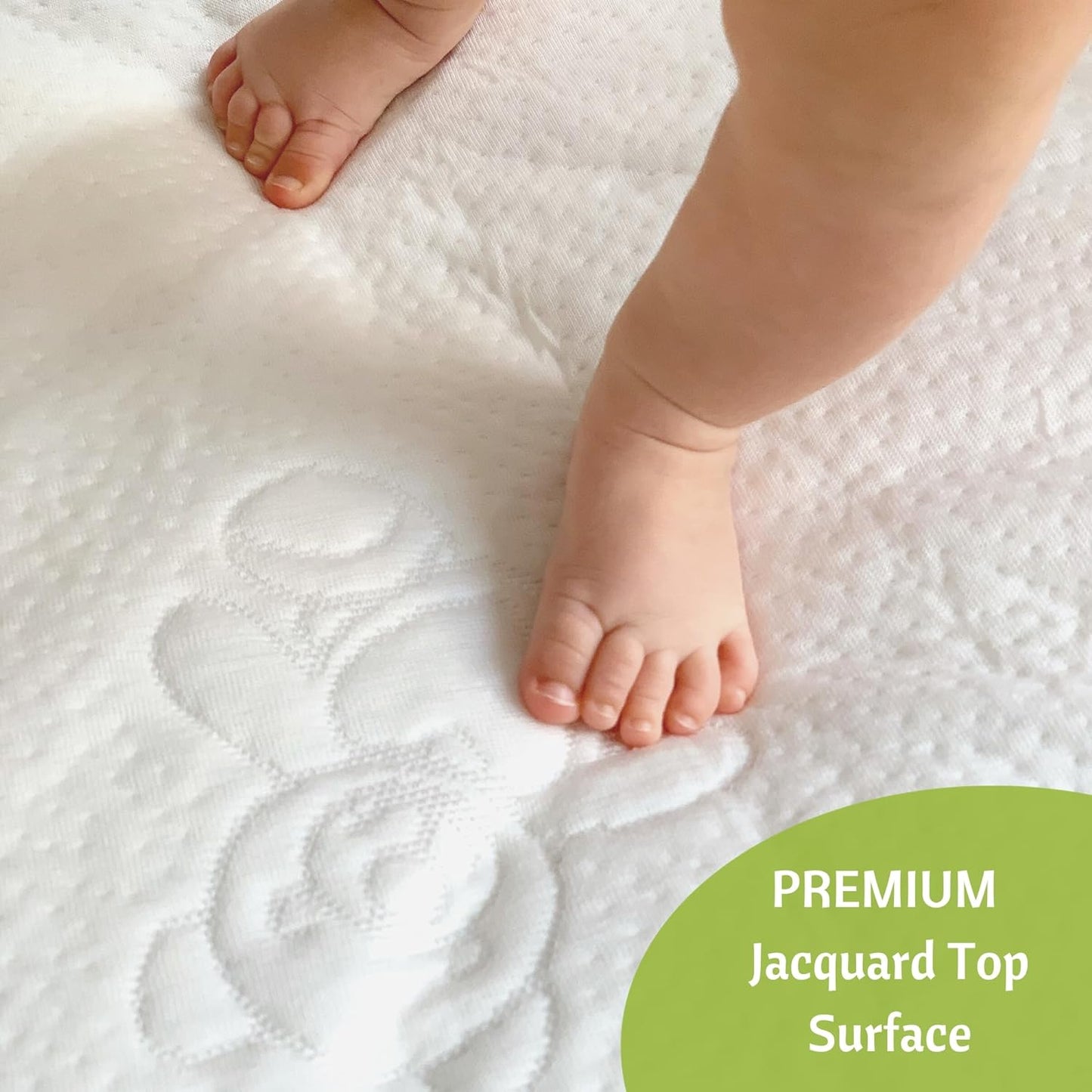 Crib Mattress Protector - 52” X 28” Noiseless Waterproof Pad Cover - Absorbent Soft Jacquard Bamboo Rayon Fitted Sheet for Infant & Toddler Potty Training