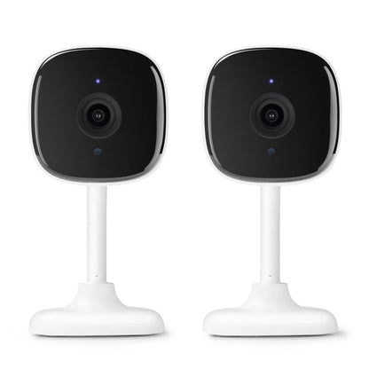 Indoor Camera 1080P - Wi-Fi Security Cam with Night Vision, White (2-Pack).