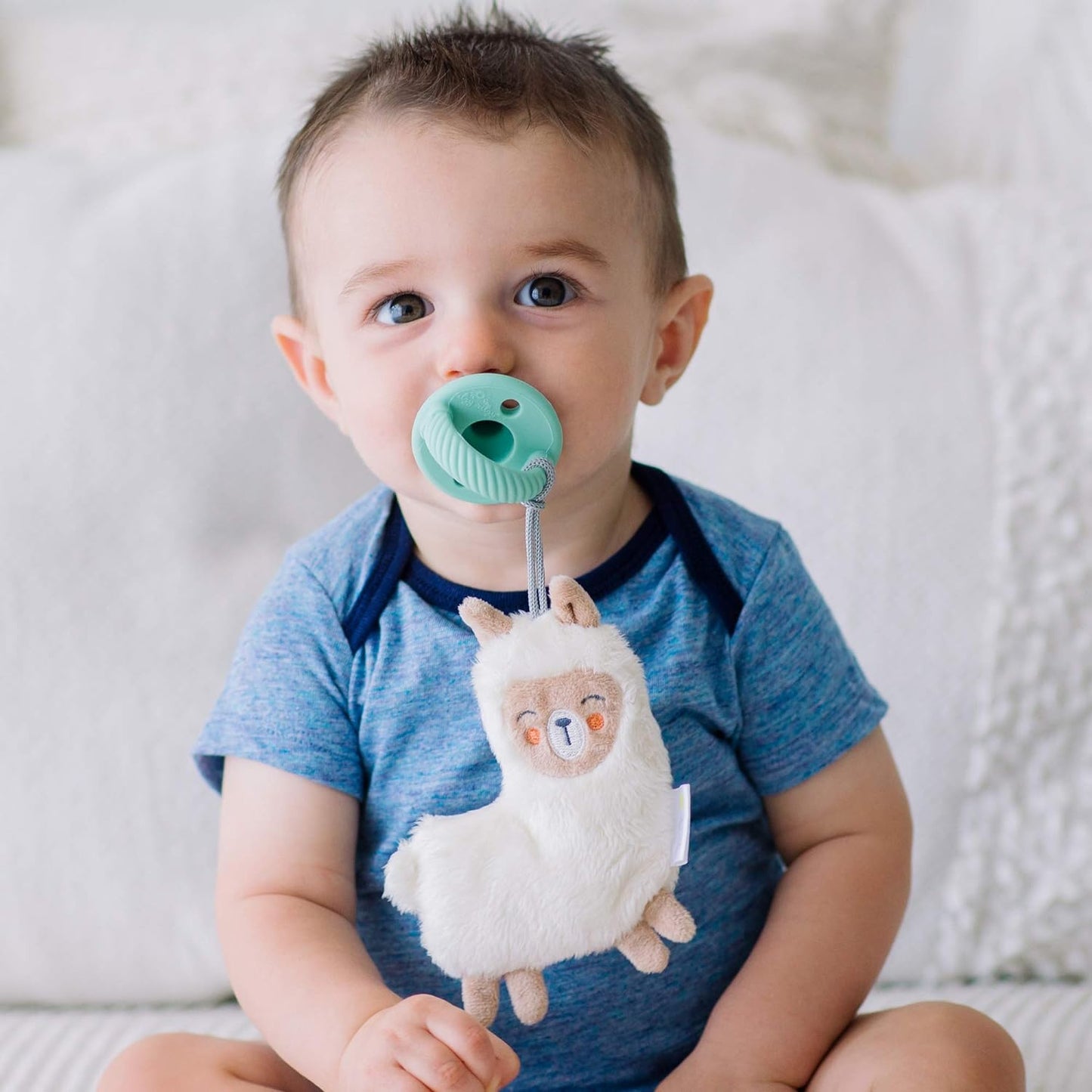 Pacifier & Lovey Set - Includes Silicone Pacifier with Stuffed Animal Lovey - Detachable Plush Llama Pacifier Holder & Coordinating Mint Silicone Pacifier, Ideal for Ages 0 Months & Up