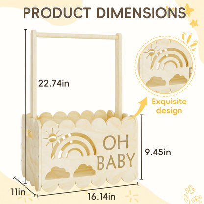 Wooden Baby Shower Crate Closet, Wooden Baby Shower Crate Closet, Boys and Girls for Baby Shower Wooden Basket Gifts, Welcome Baby Gifts, Suitable for Pregnancy Glfts for New Parent